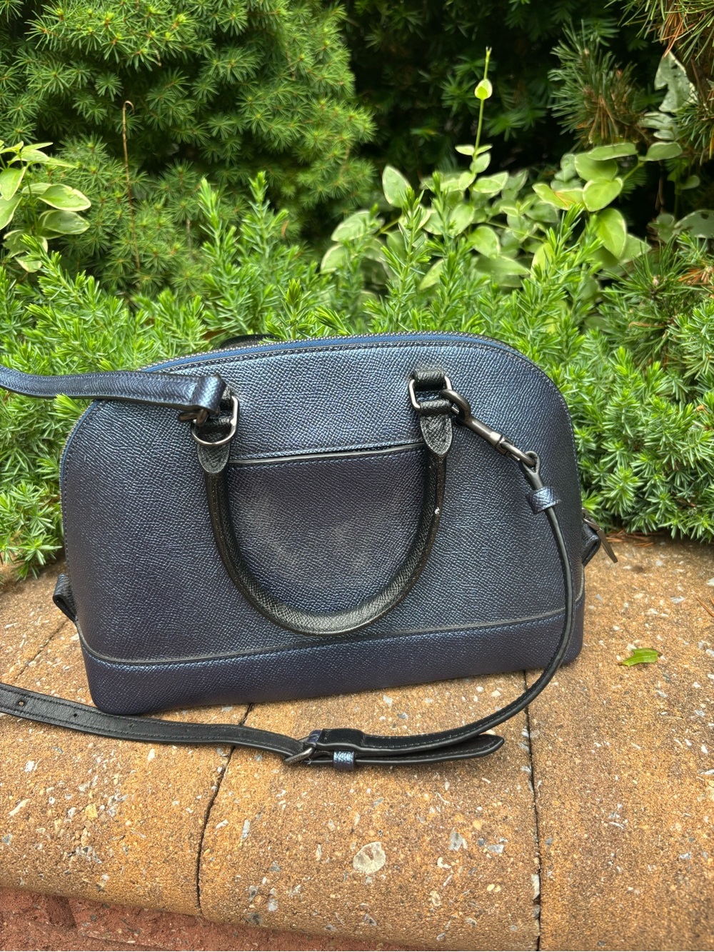 COACH Sierra Bear Satchel Crossbody Bag Blue Crossgrain Leather F22779 - Picture 4 of 16